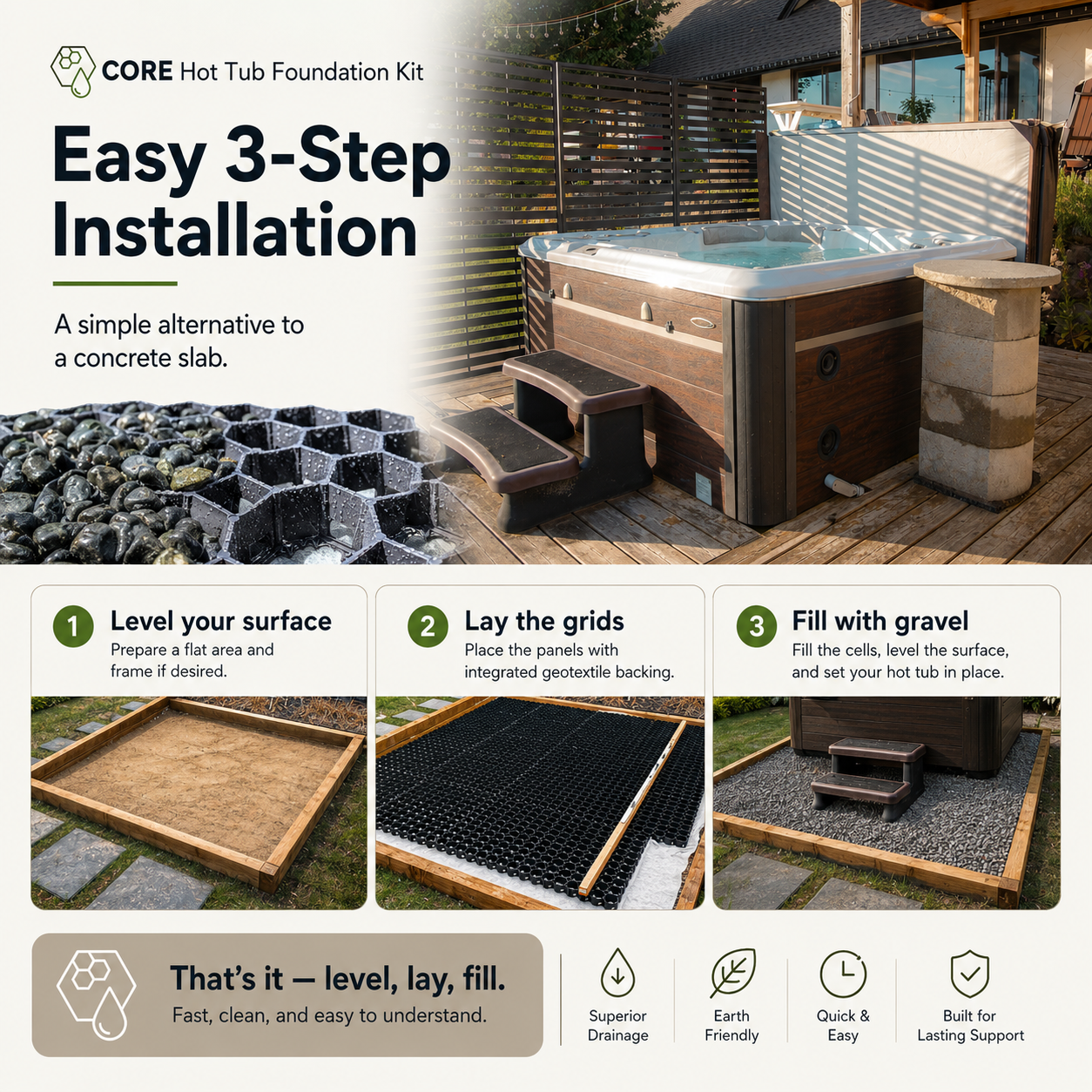 Hot Tub Foundation Packs | ~34 SQ. FT | FREE SHIPPING