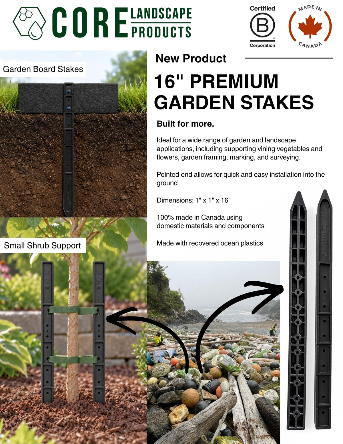 16" Premium Garden Stakes